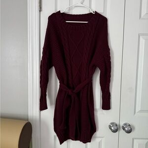 SHEIN Red Crew Neck Sweater Lightweight Knit